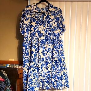 Blue Floral Women's Dress